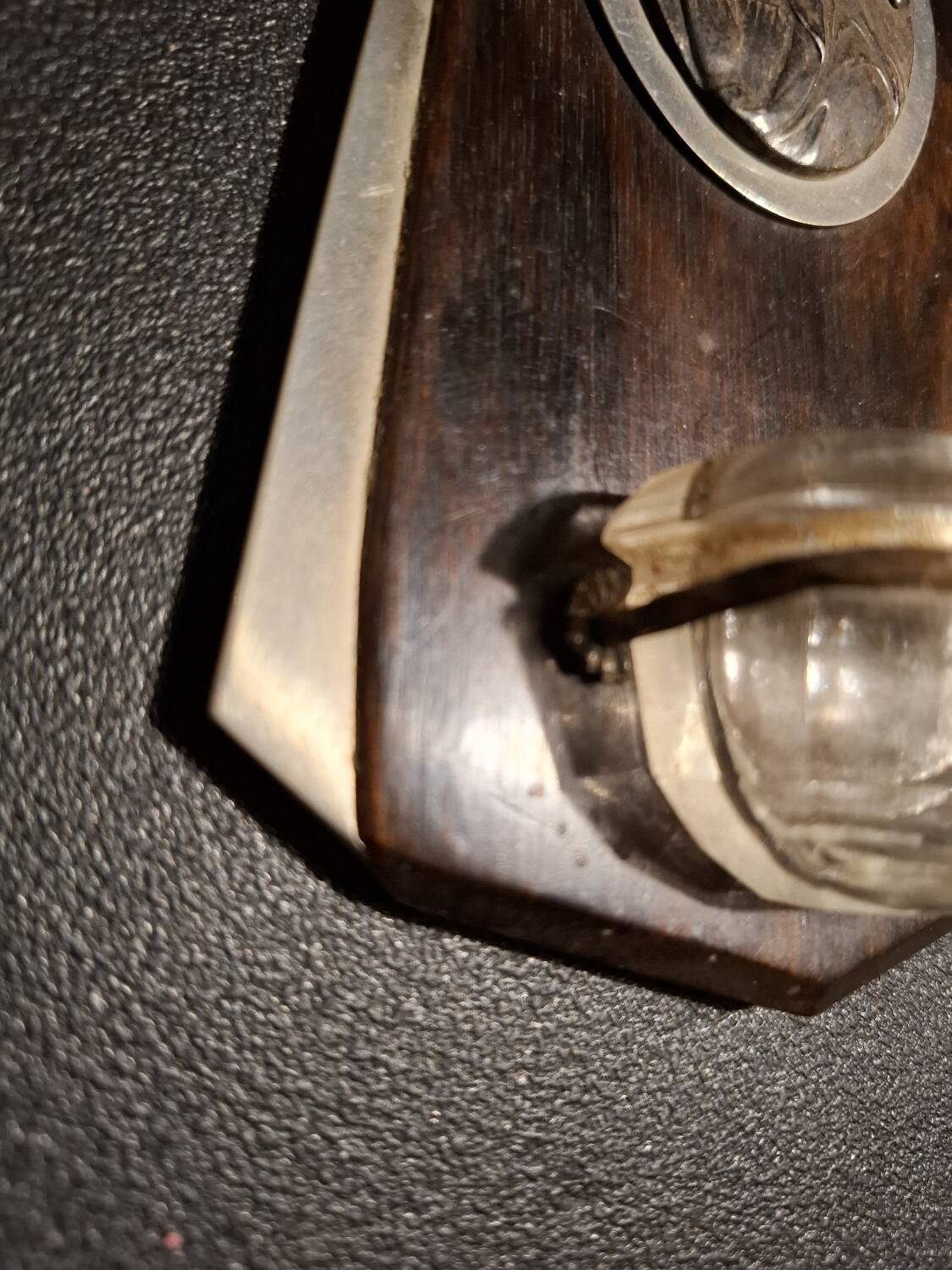 Antique Art Deco holy water font in rosewood