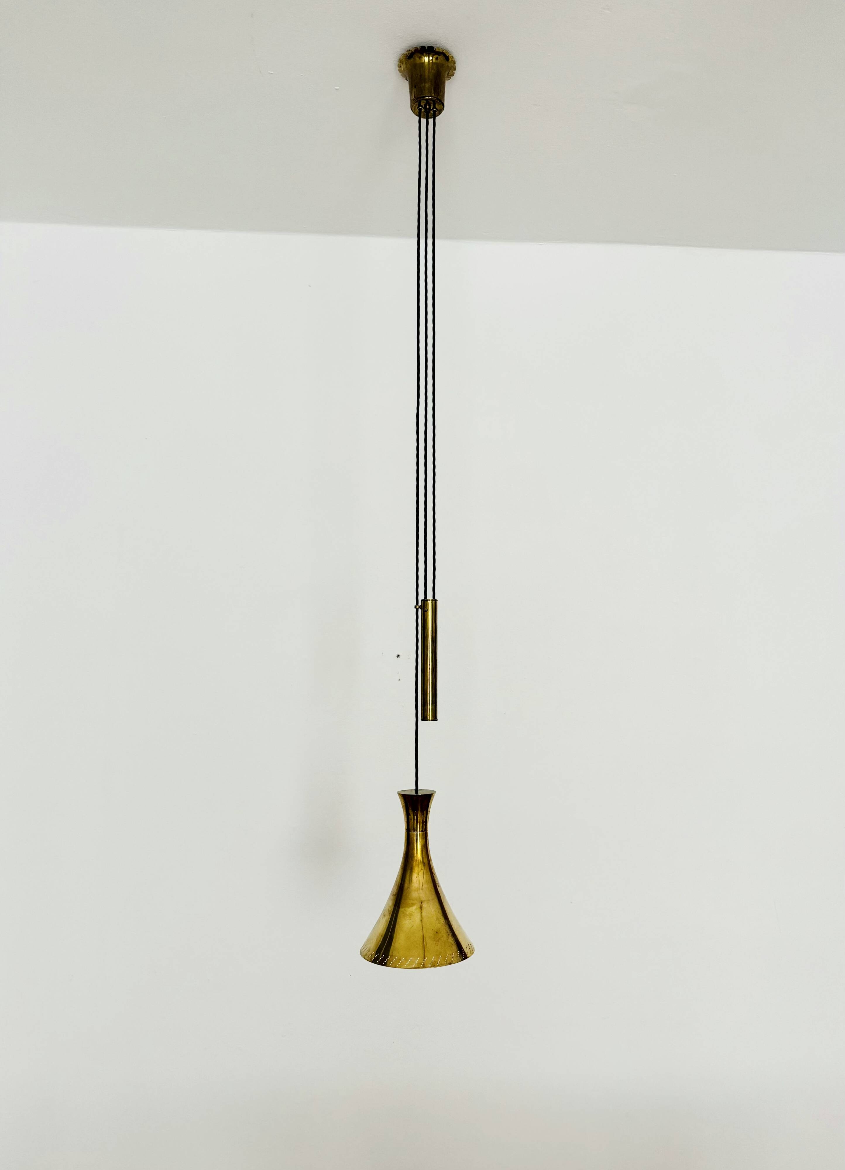 Adjustable Brass Pendant Lamp with Counterweight