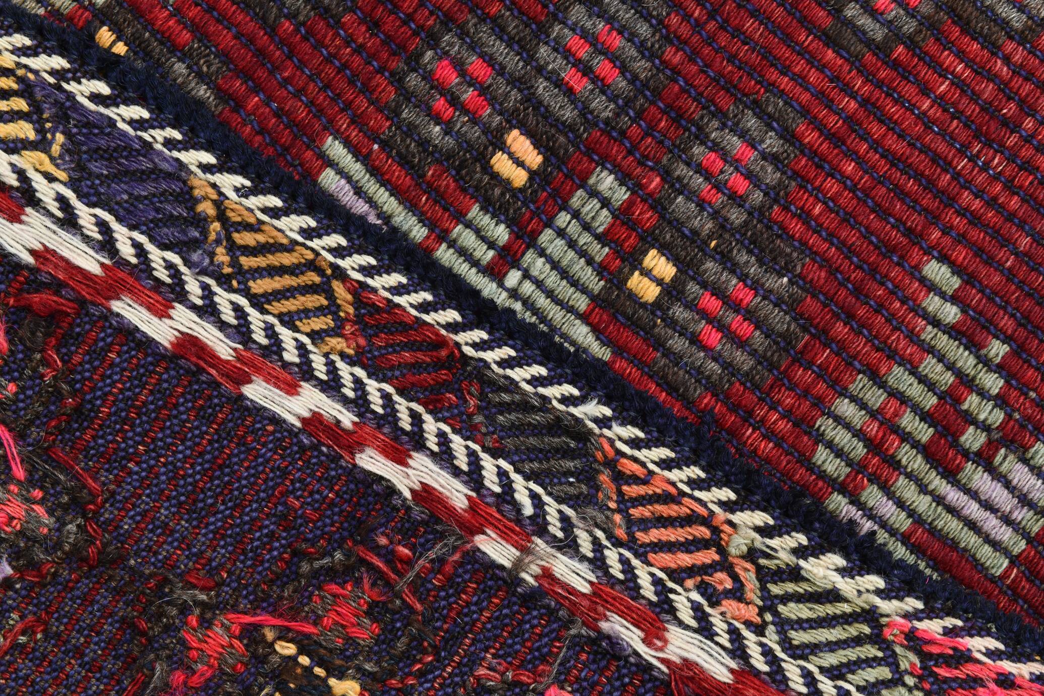 Neutral Wool Turkish Red Kilim Rug, 218x311 Cm