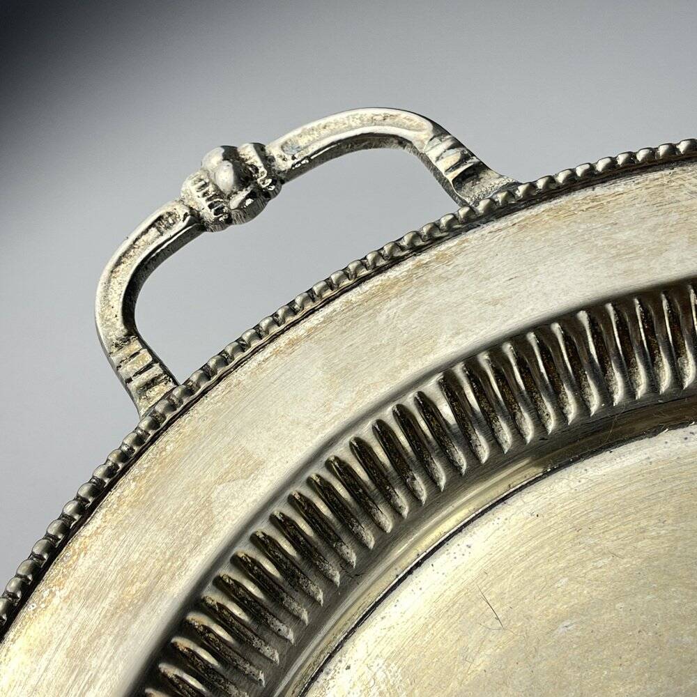 Vintage teapot and tray in solid silver by Royal Sheffield, England, 1950s, Set of 2.