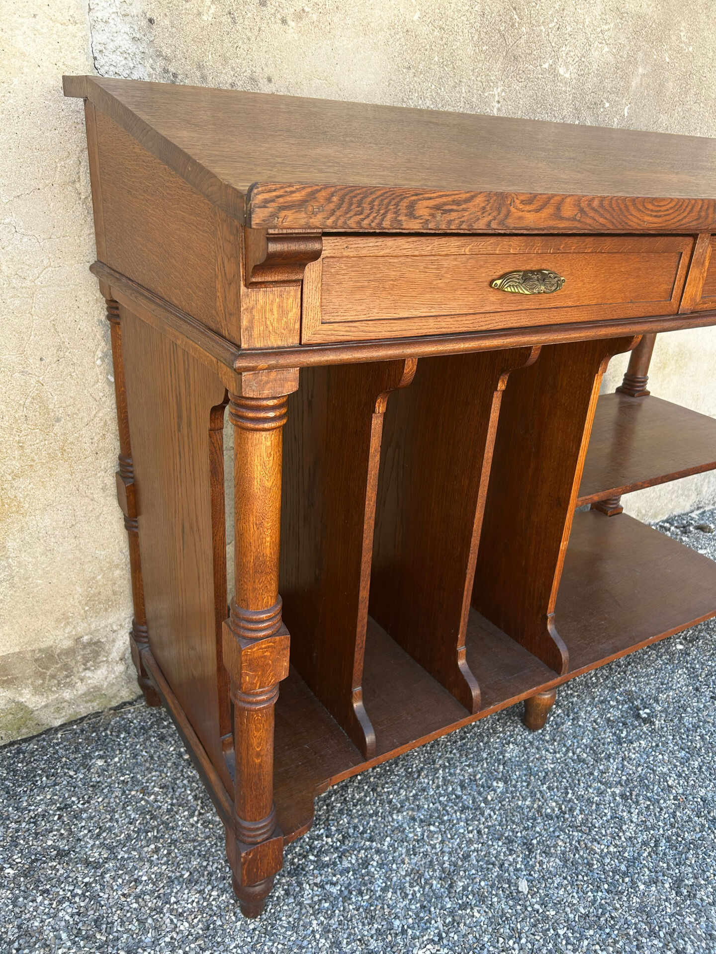 Ancien meuble de classement de banque en chêne – Mobilier de métier