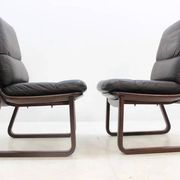 Set of Four Leather Armchairs by Eugen Schmidt, 1970s