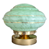 Lampe à poser vintage - globe verre de Clichy vert et liseré doré - art déco