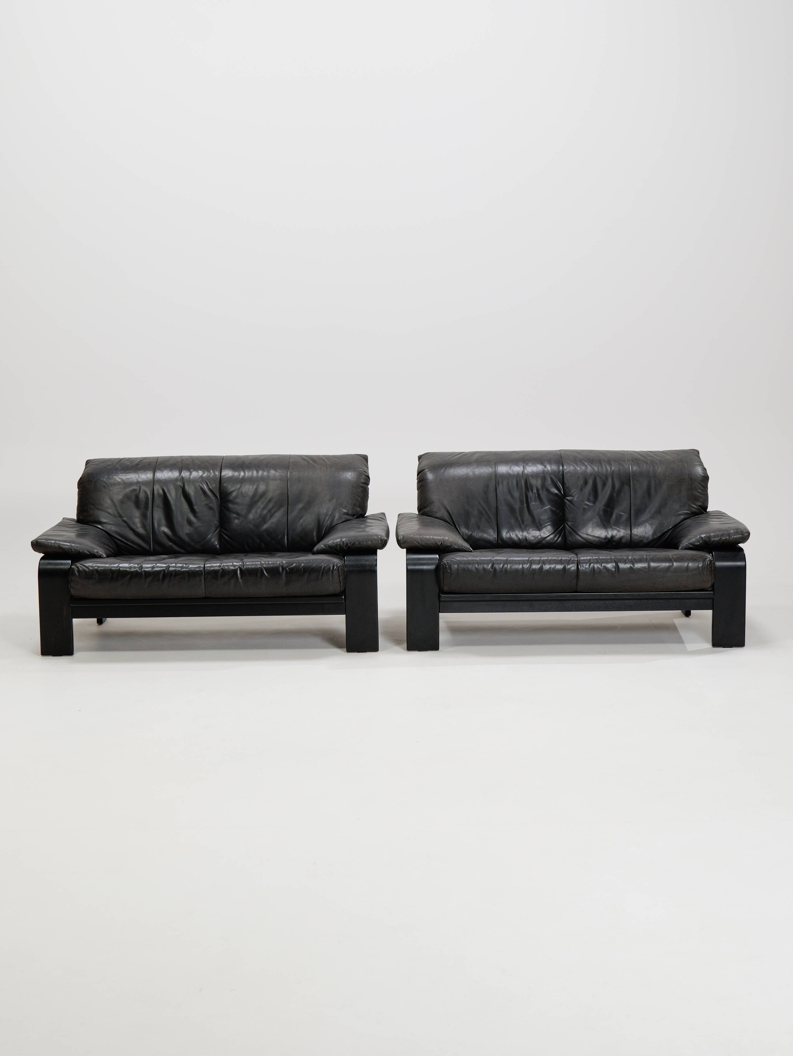 Postmodern German brutalist lounge sofa by Rolf Benz for Musterring, 1990s, set of 2