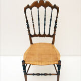 Chiavarina chairs in cherry wood with straw seat, early 20th century, Set of Four