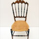 Chiavarina chairs in cherry wood with straw seat, early 20th century, Set of Four