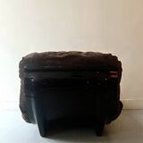 Chauffeuse Marsala en plexiglas fumé & velours ras marron, Ligne roset 1970