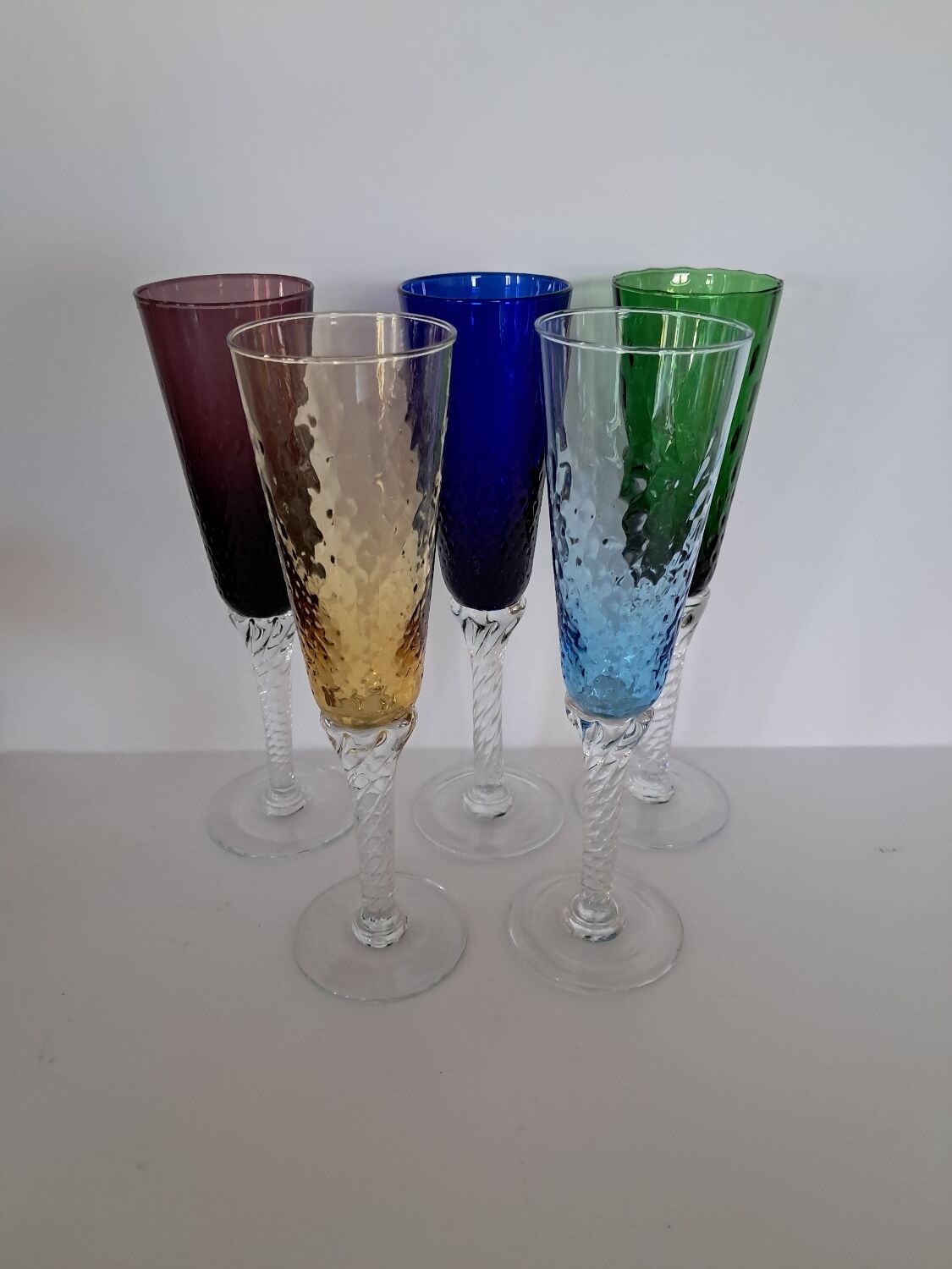 5 Murano champagne flutes