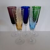 5 Murano champagne flutes