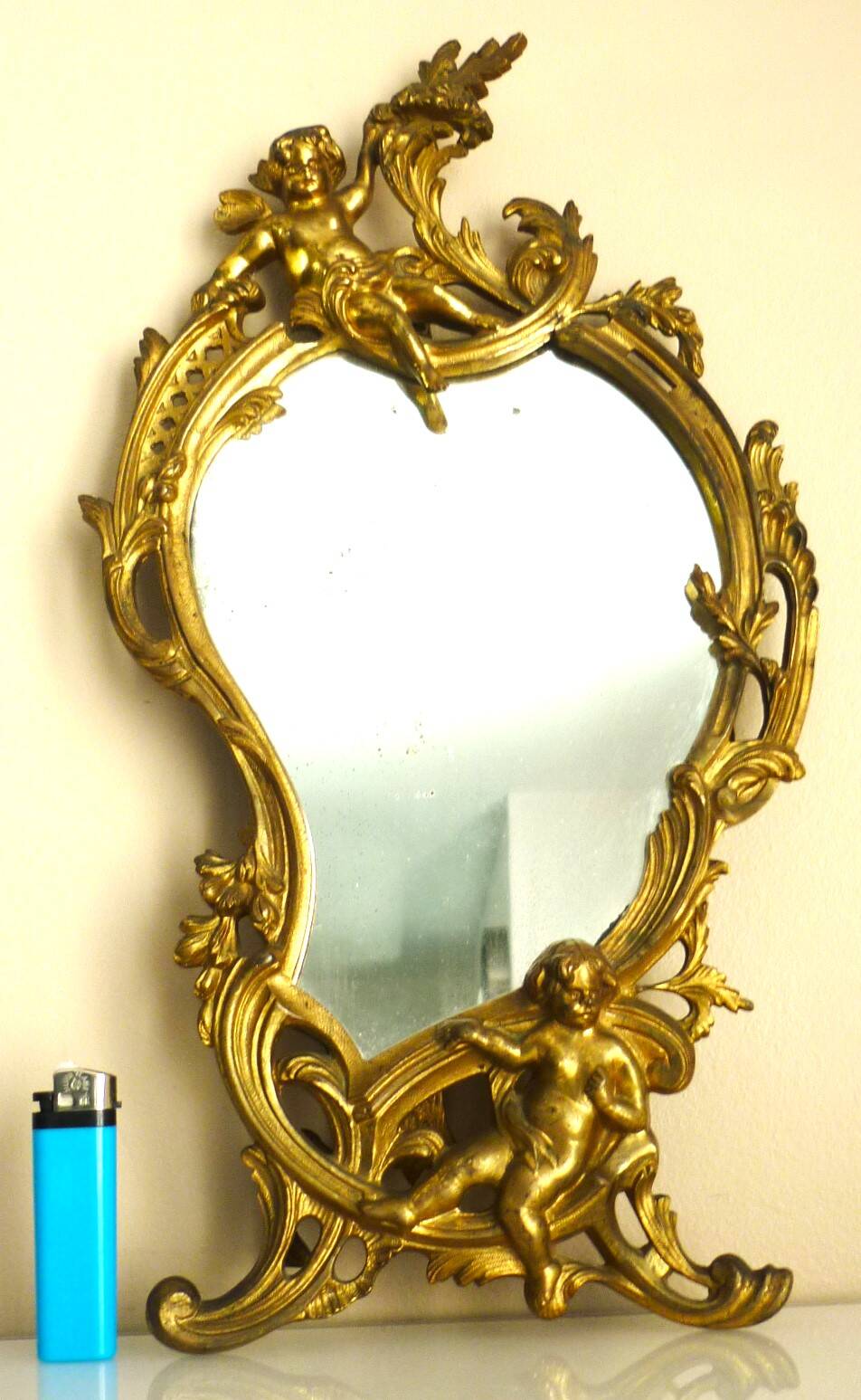 Large antique bronze tabletop, Louis XV style, putti, cherubs