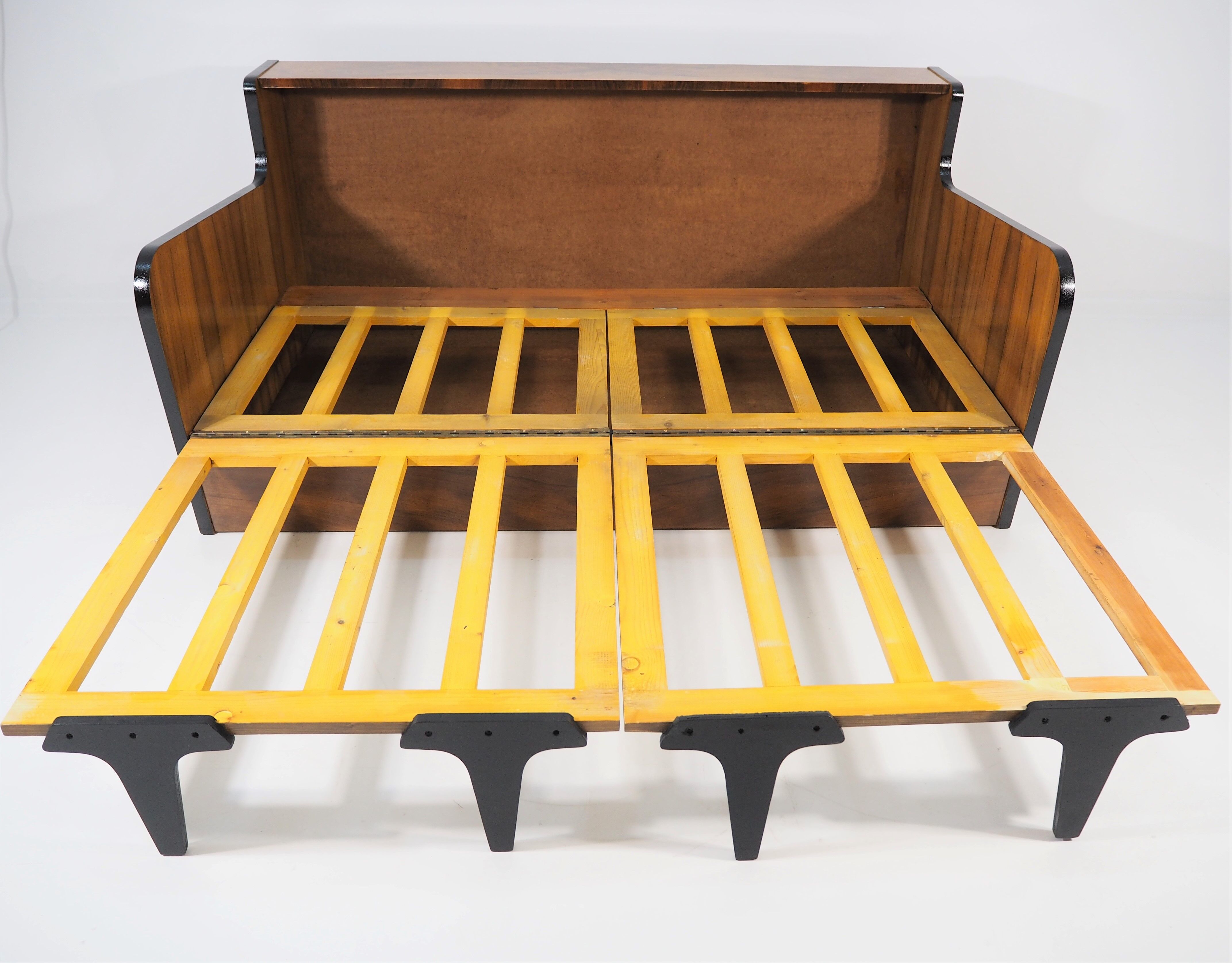 Art deco walnut sofa bed 1960s