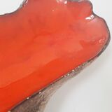 Red ceramic fruit bowl & vintage wood imitation from the 1960s