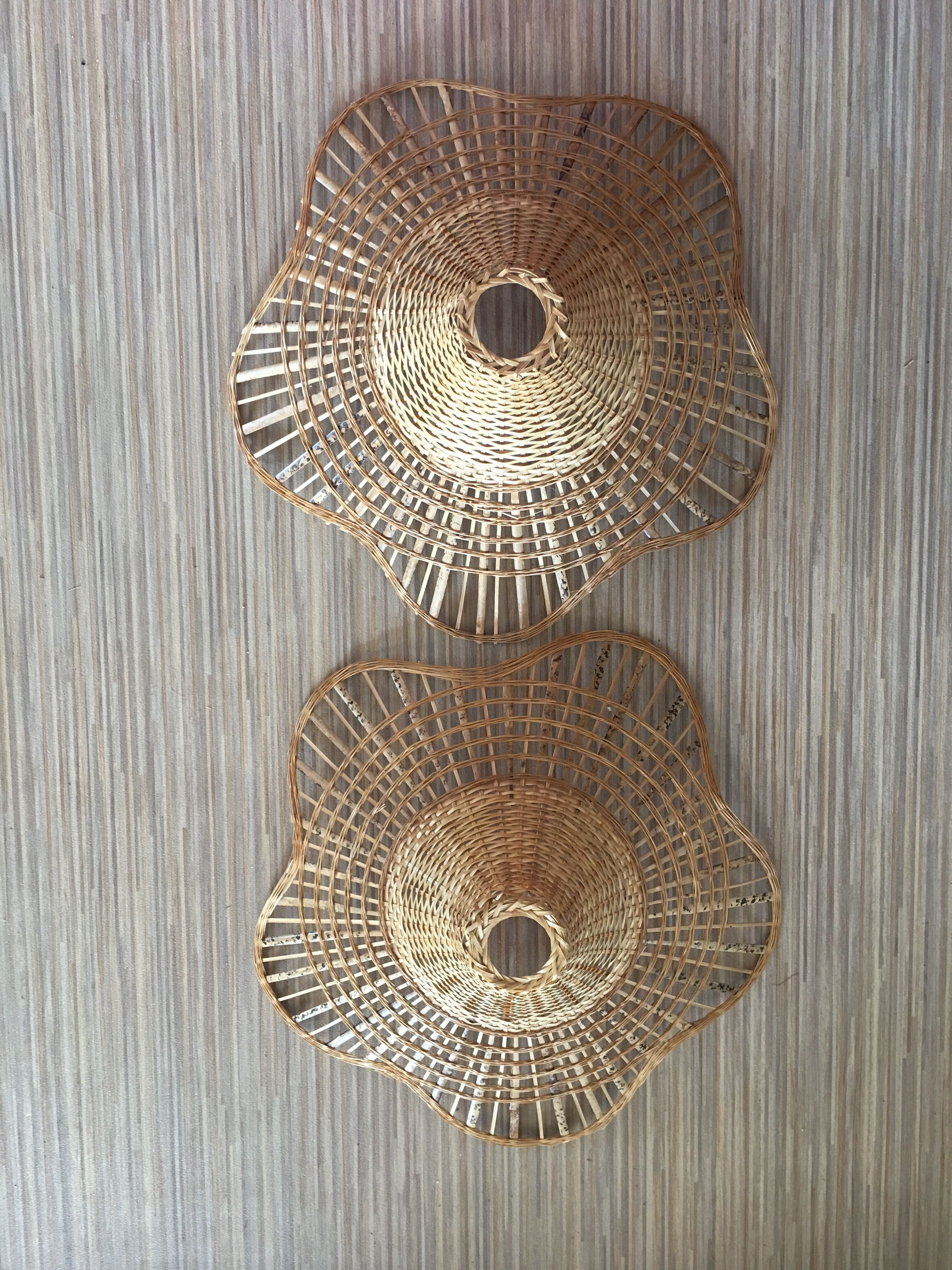 Set of 2 sudpendions in wicker and rattan