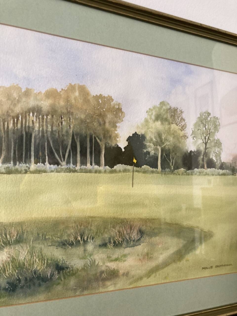Watercolor Landscape Golf Course signed