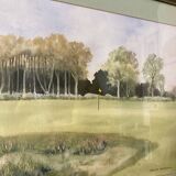 Watercolor Landscape Golf Course signed