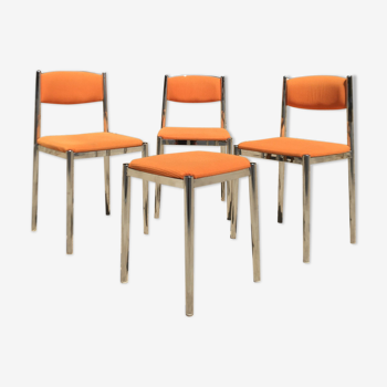 Set 3 chrome steel chairs - 1 70's stool