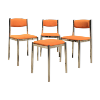 Set 3 chrome steel chairs - 1 70's stool