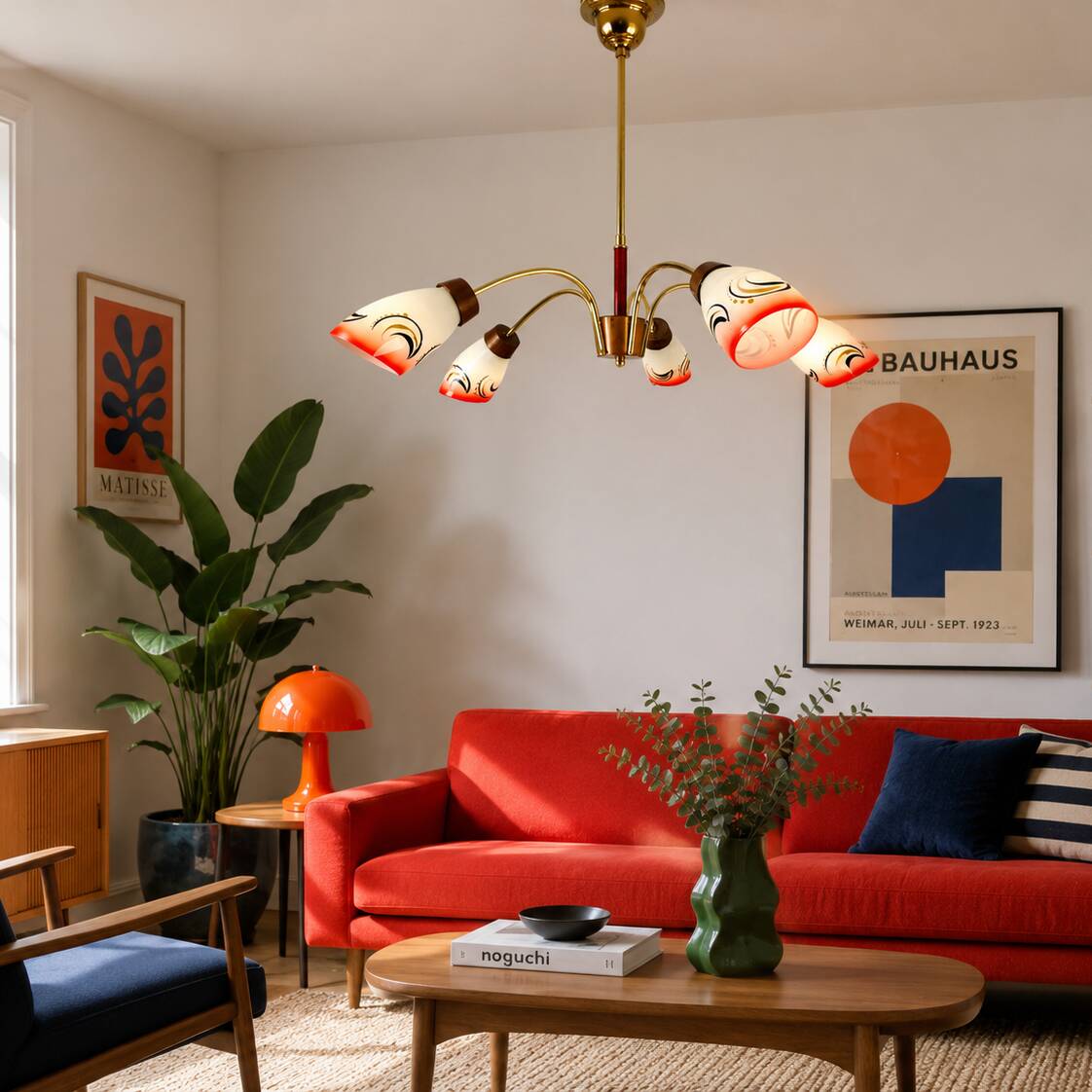 Chandelier moderne à 5 bras Sputnik