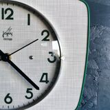 Vintage formica clock silent trapezoid wall clock "Green Japy"