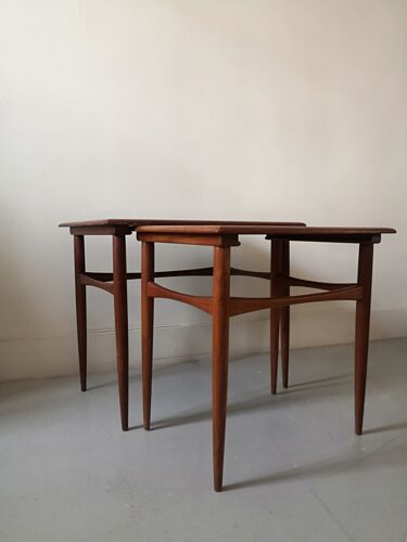 Scandinavian trundle table in real teak, 1970