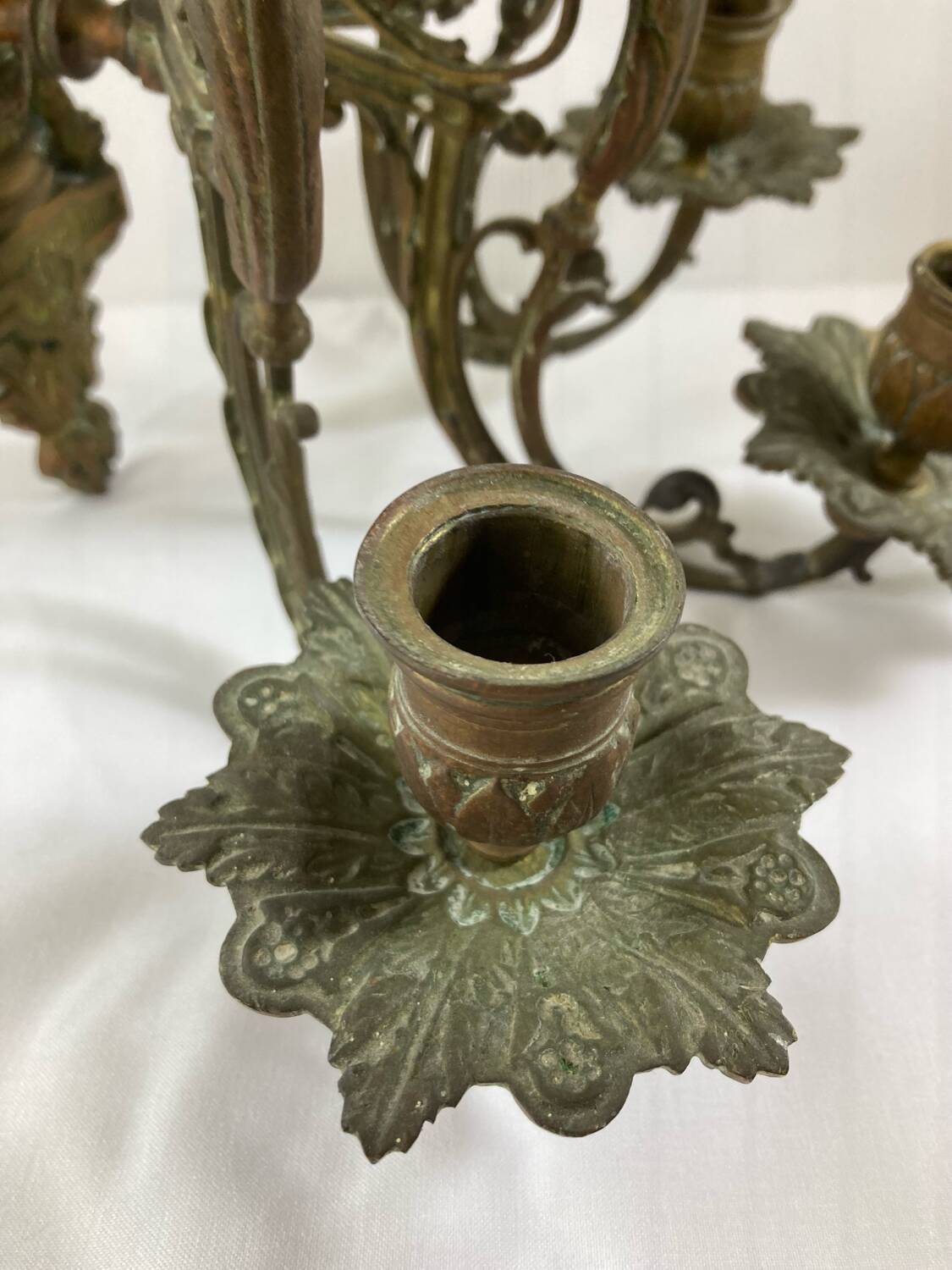 Pair of 3-light wall sconces in gilt bronze in the style