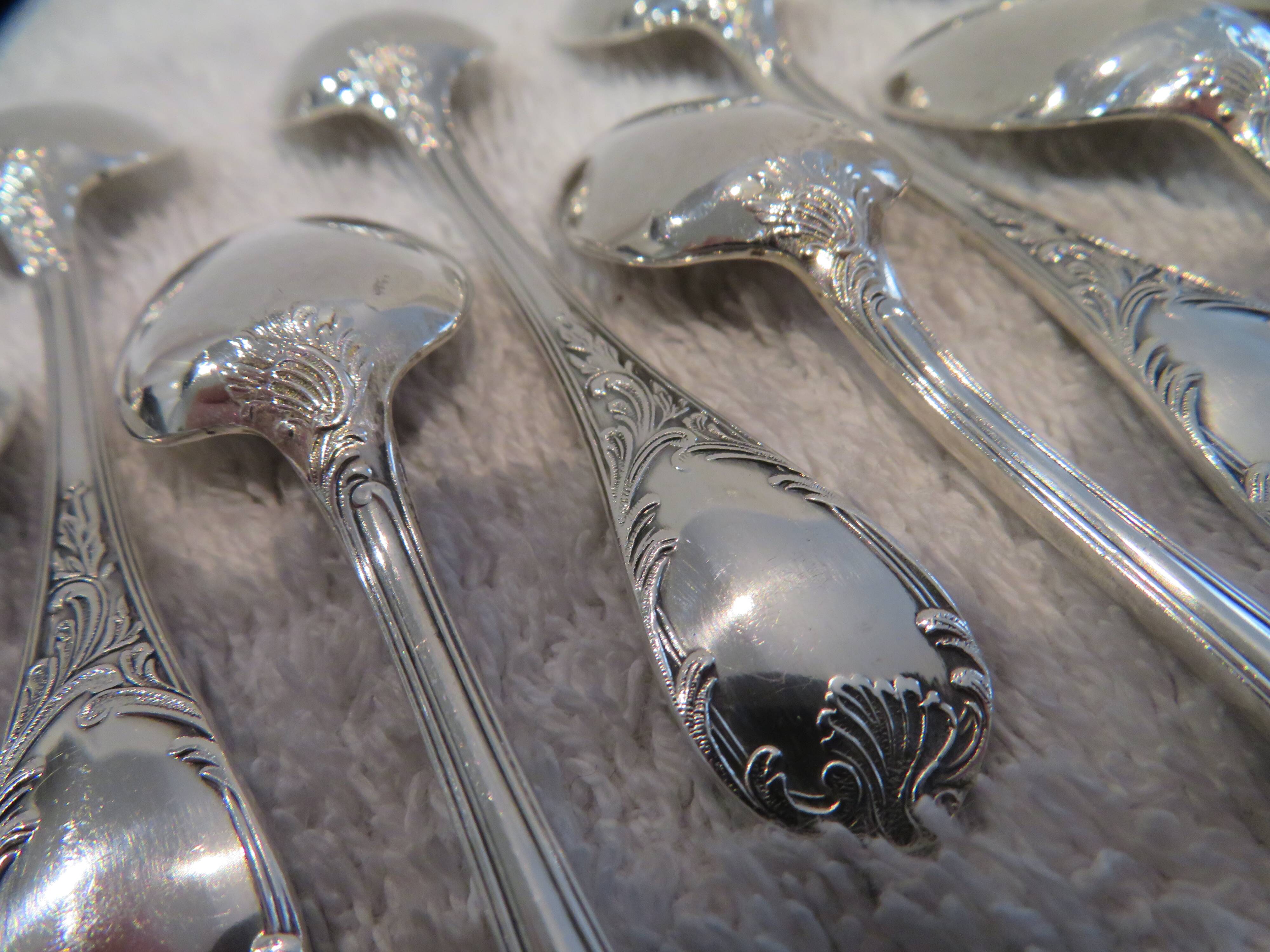 12 silver-plated mocha spoons by Christofle Marly, 10cm