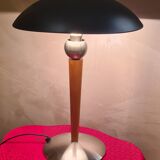 matt black liner desk lamp in wood and metal 49x32 electric ok