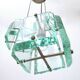 Vintage Three-Light Nile Green Glass Pendant Light by Zero Quattro, Italy