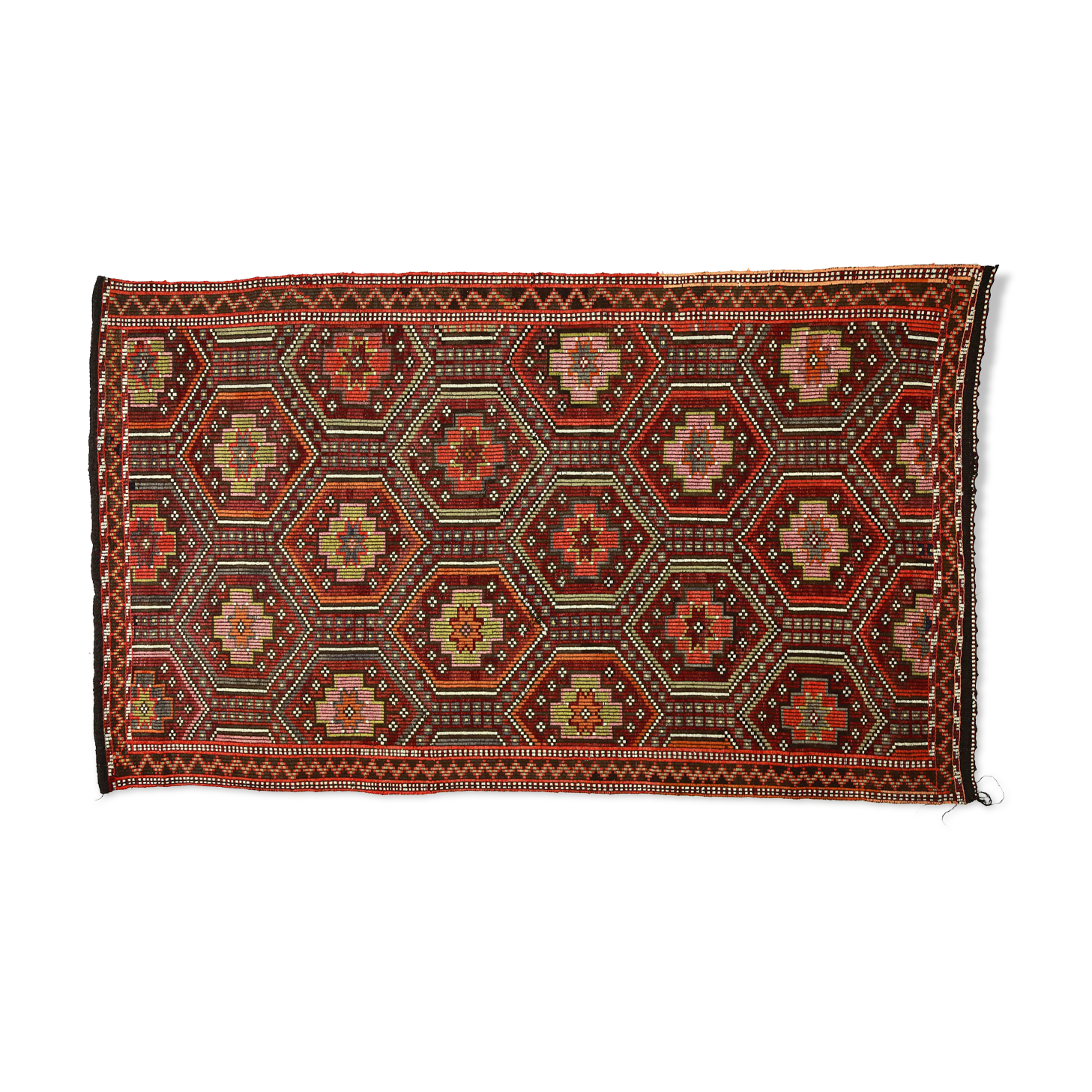 Anatolian handmade kilim rug 295 cm x 180 cm