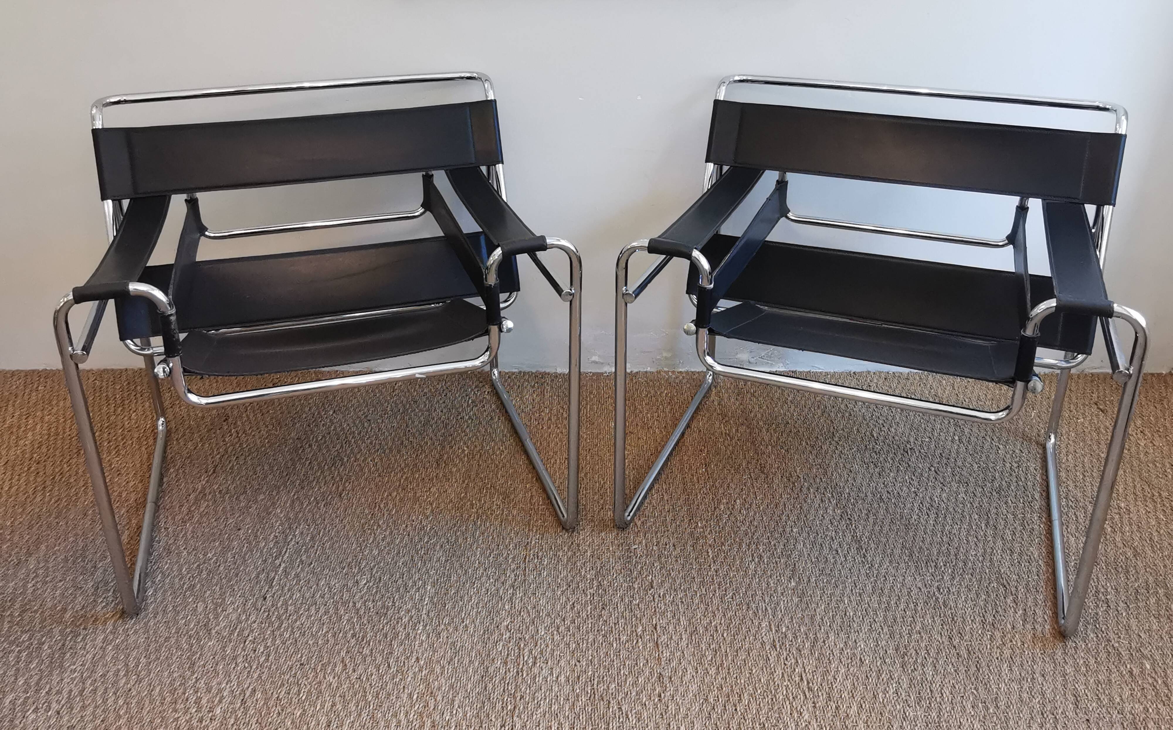Armchairs design Vassily by Marcel Breuer Italian edition 80s