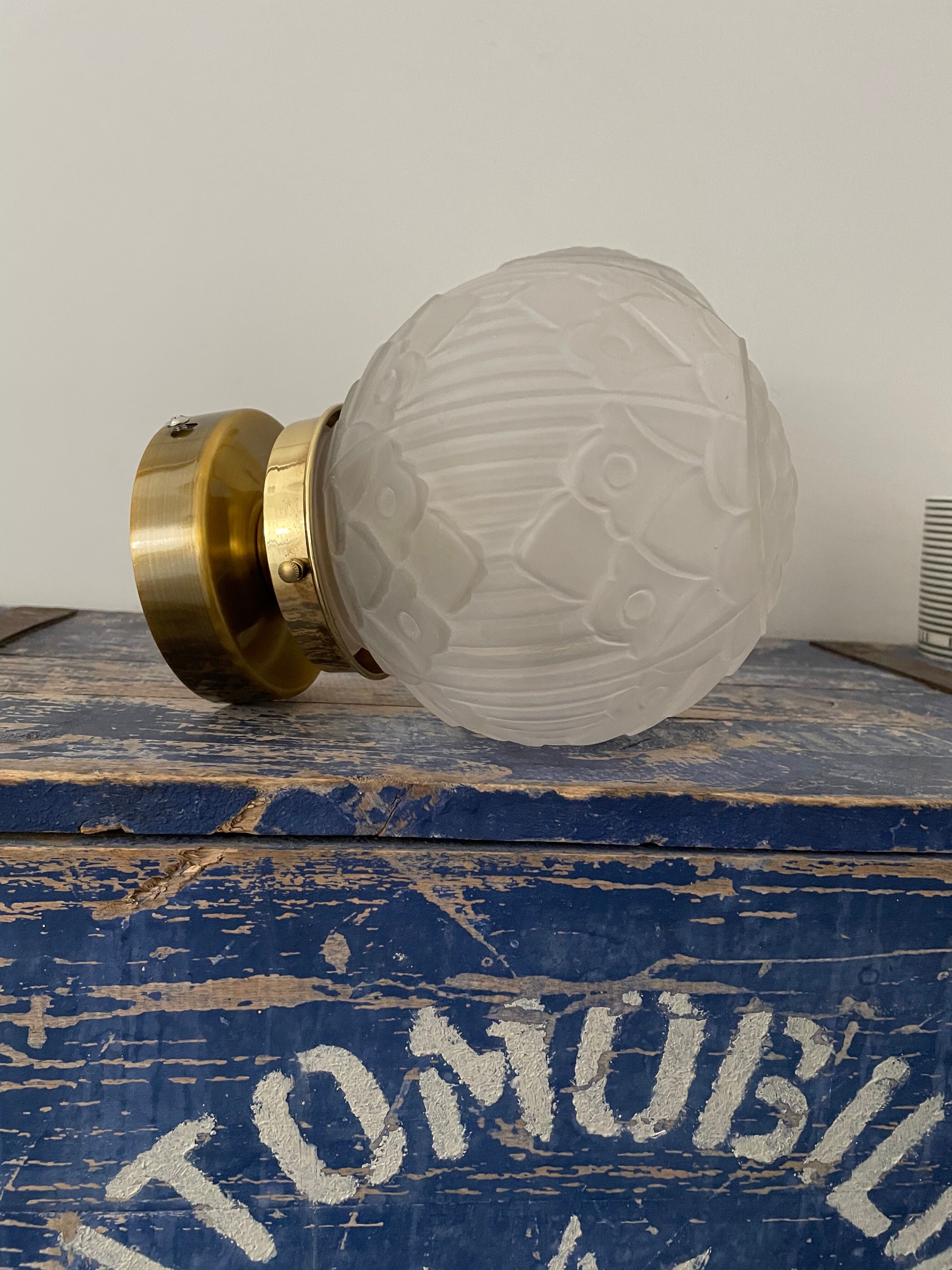 Pair of new electrified Art Deco globe sconces