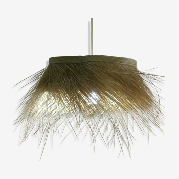 Hanging lamp in vegetable fibre chandelier in palm straw