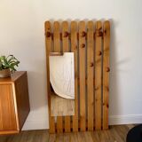 cloakroom coat rack mirror in blond pine 70s-80s