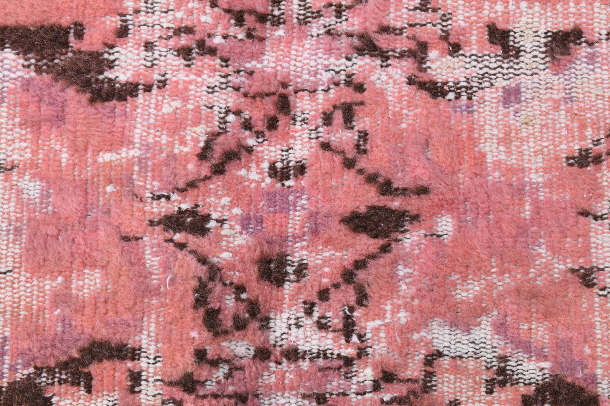 pink overdye turkish vintage carpet  , pink vintage distressed vintage rug.