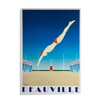 Affiche Deauville Grand Format  Razzia 1982 signé par l'artiste - On linen