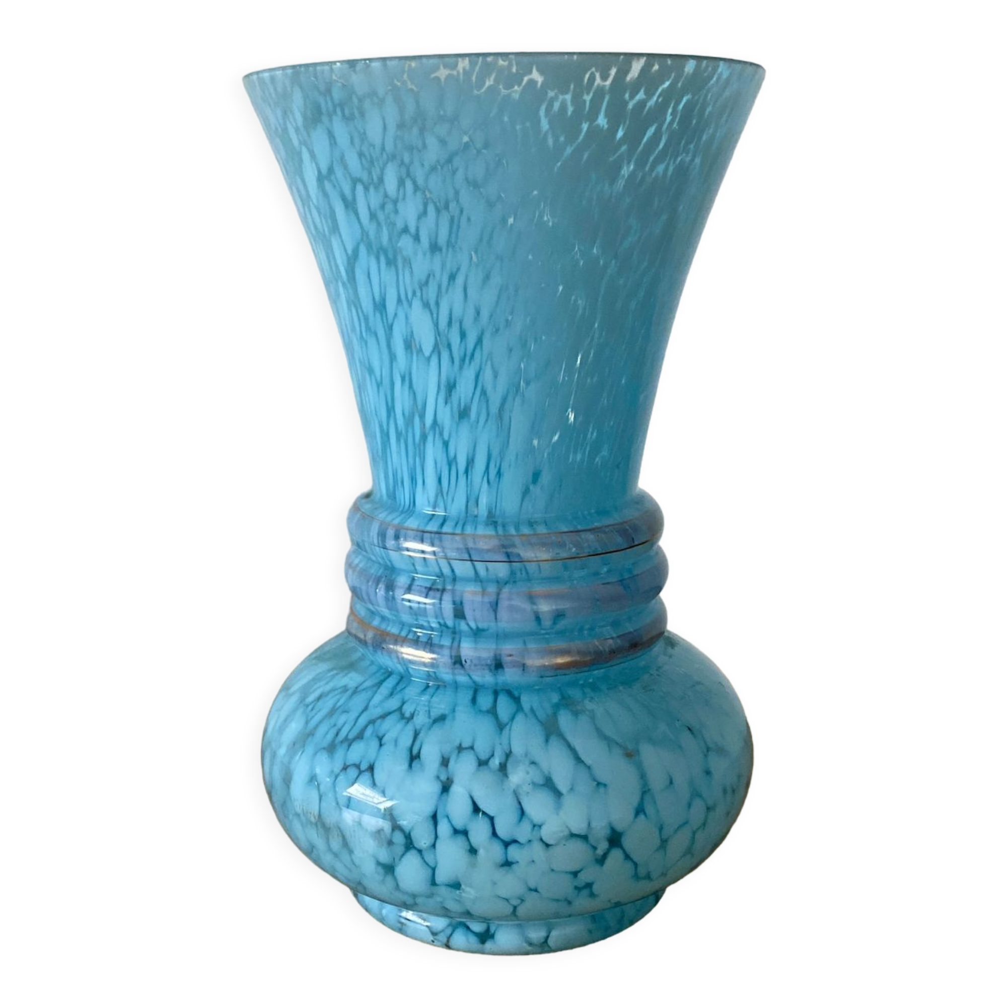 Vintage blue lichy glass vase