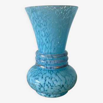 Vase vintage en verre de lichy bleu