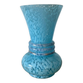 Vase vintage en verre de lichy bleu