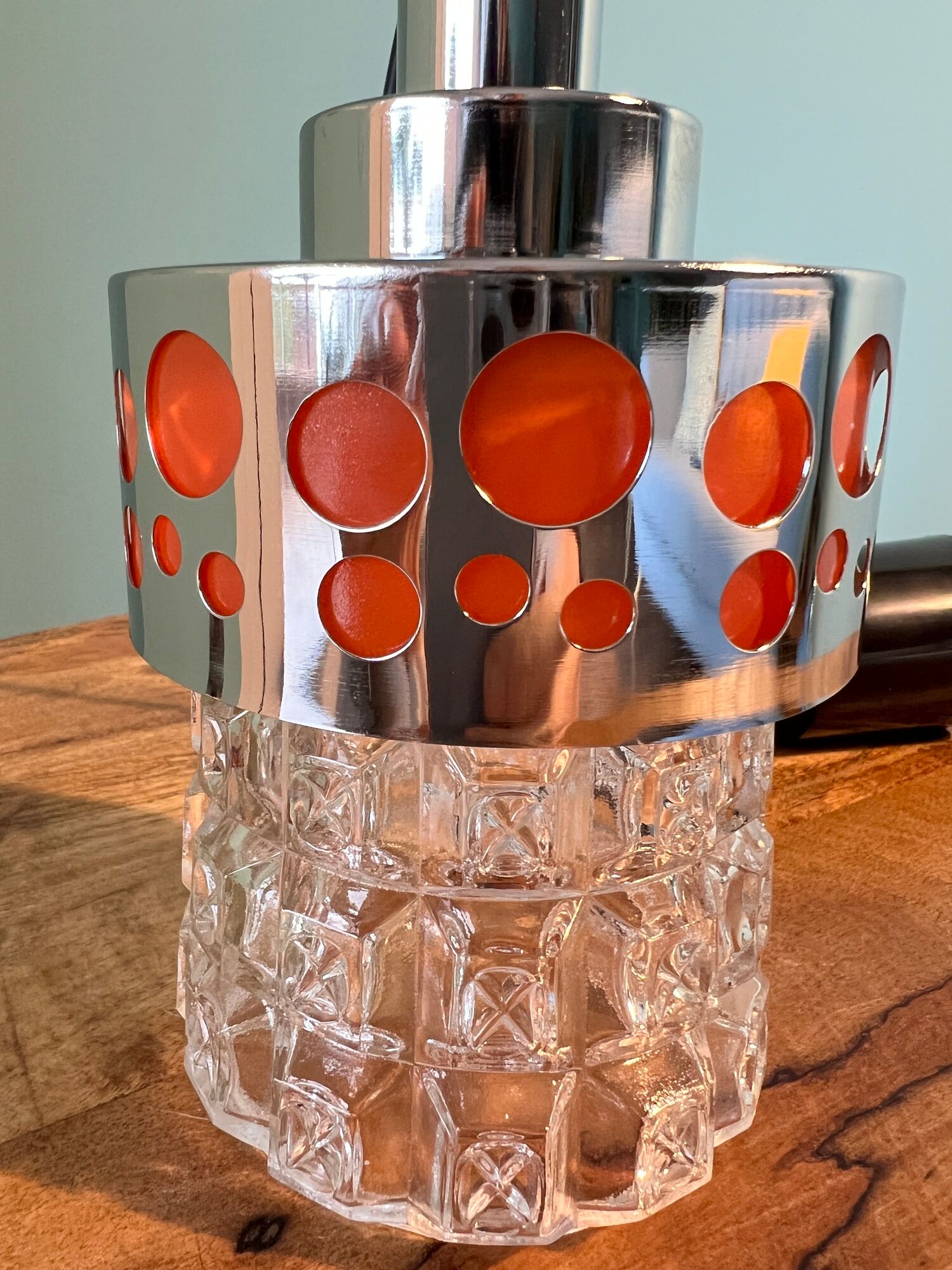 Art deco lamp / glass shade from the 1960s / ceiling pendant lamp for home decor