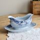 Antique faience sauceboat Sarreguemines U&C model Mimosa blue