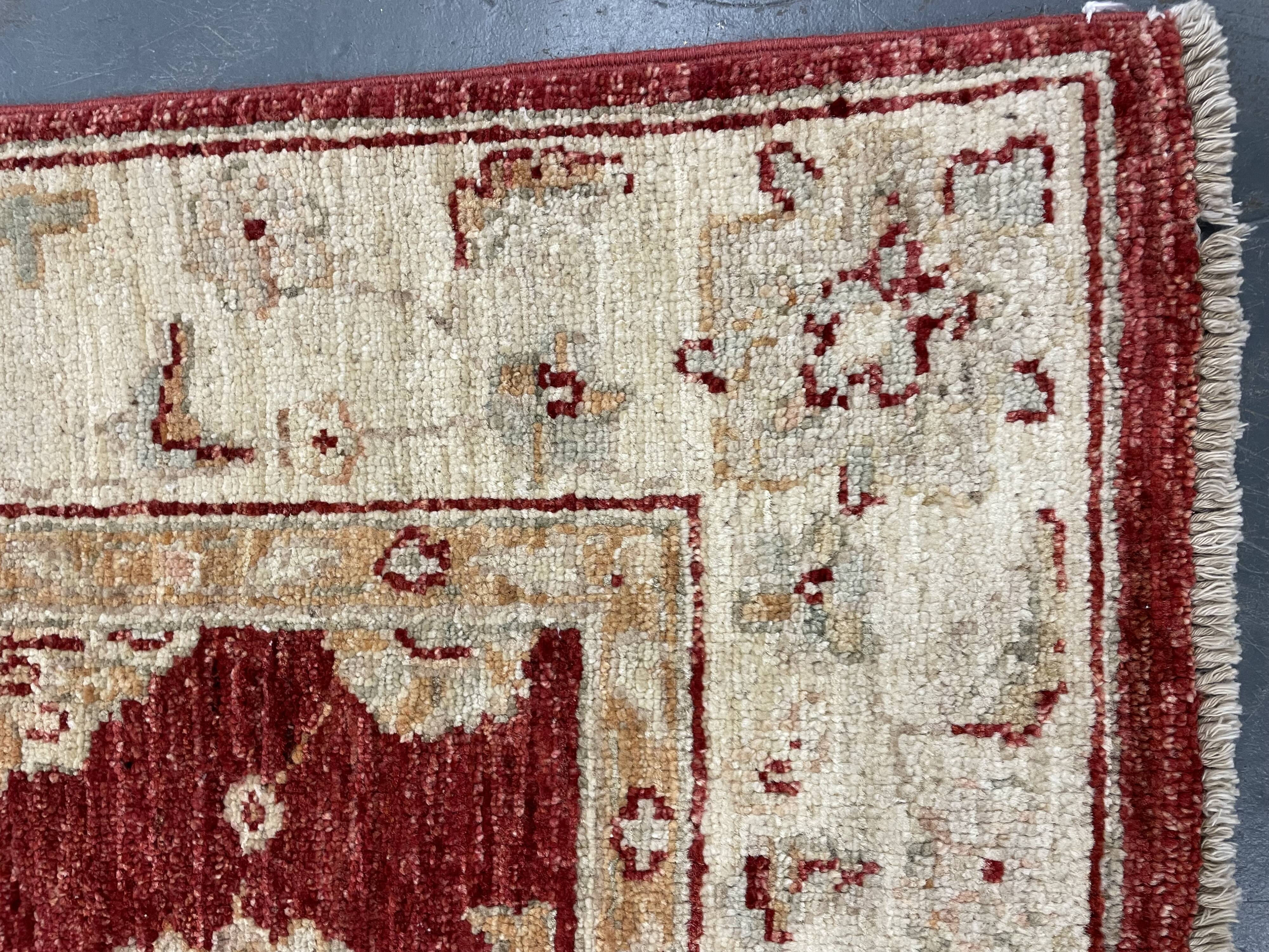 Handmade Wool Red Rug, Floral Oriental Carpet for Living Room 152x100cm