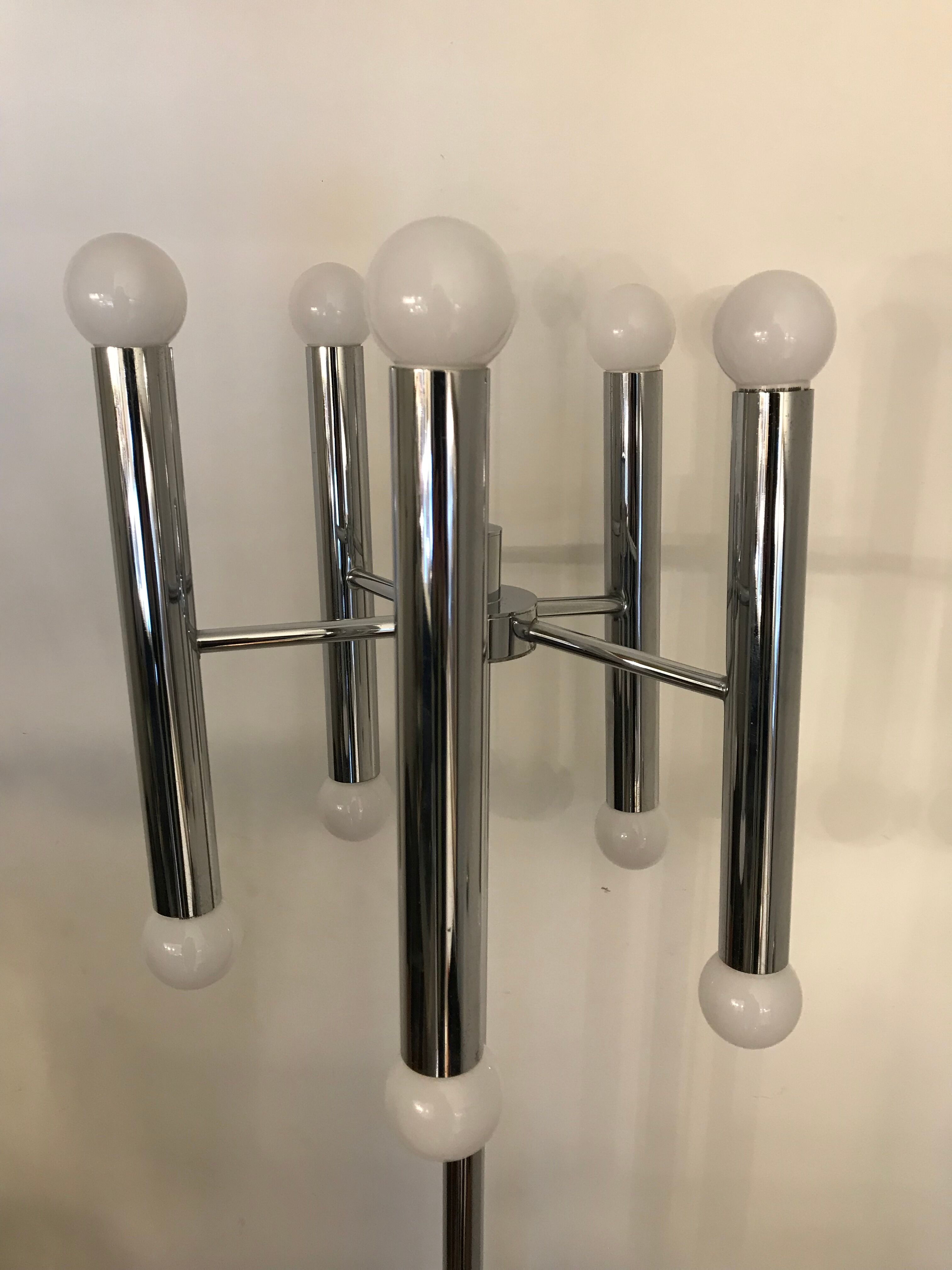 Lampadaire chromé 10 feux