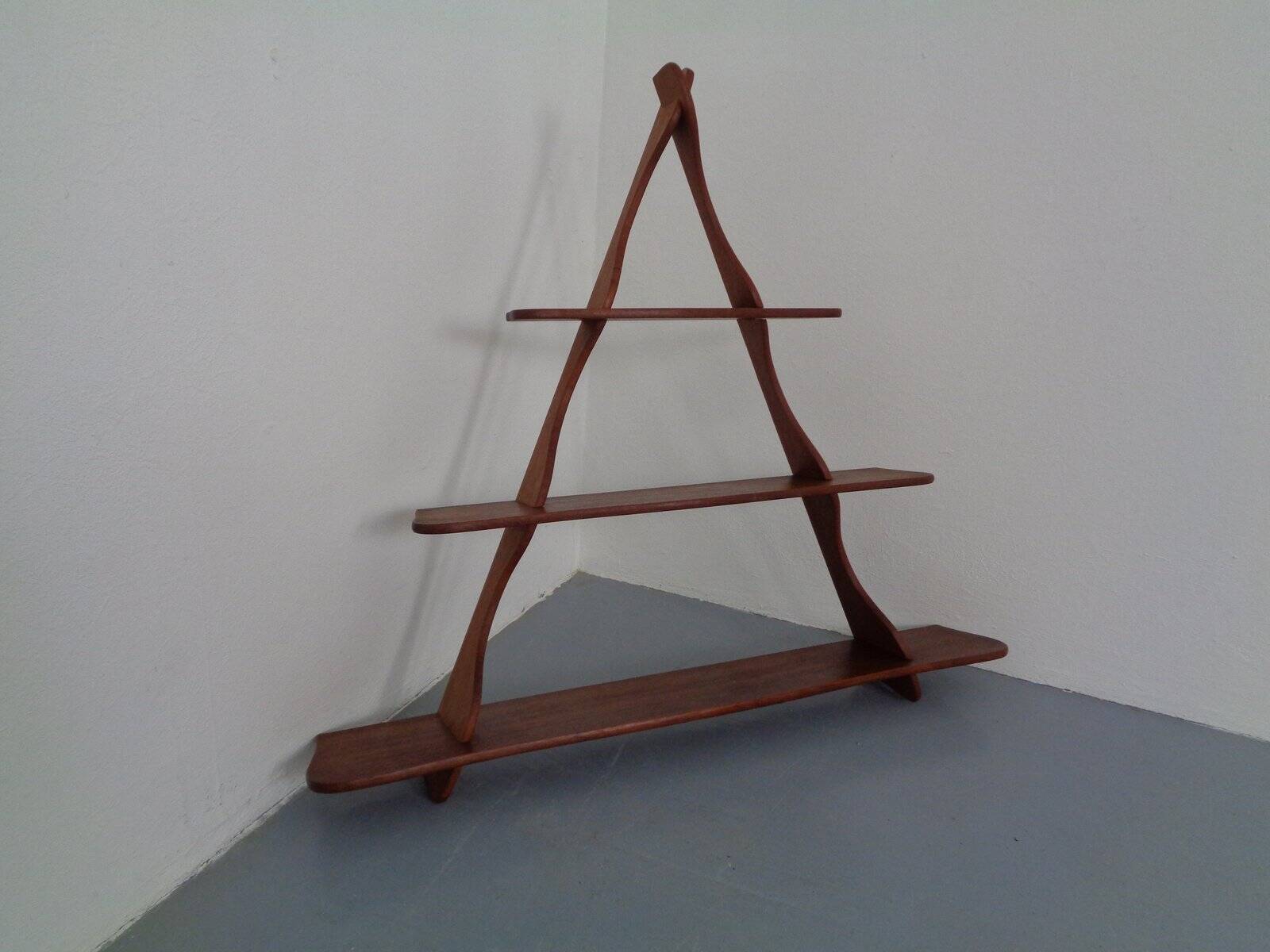 Mid-Century Triangular Teak Wall Shelf, Germany, 1960s