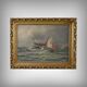 Painting "Entry to the Port in Rough Seas", oil on canvas, signed C. Demont – early 20th century