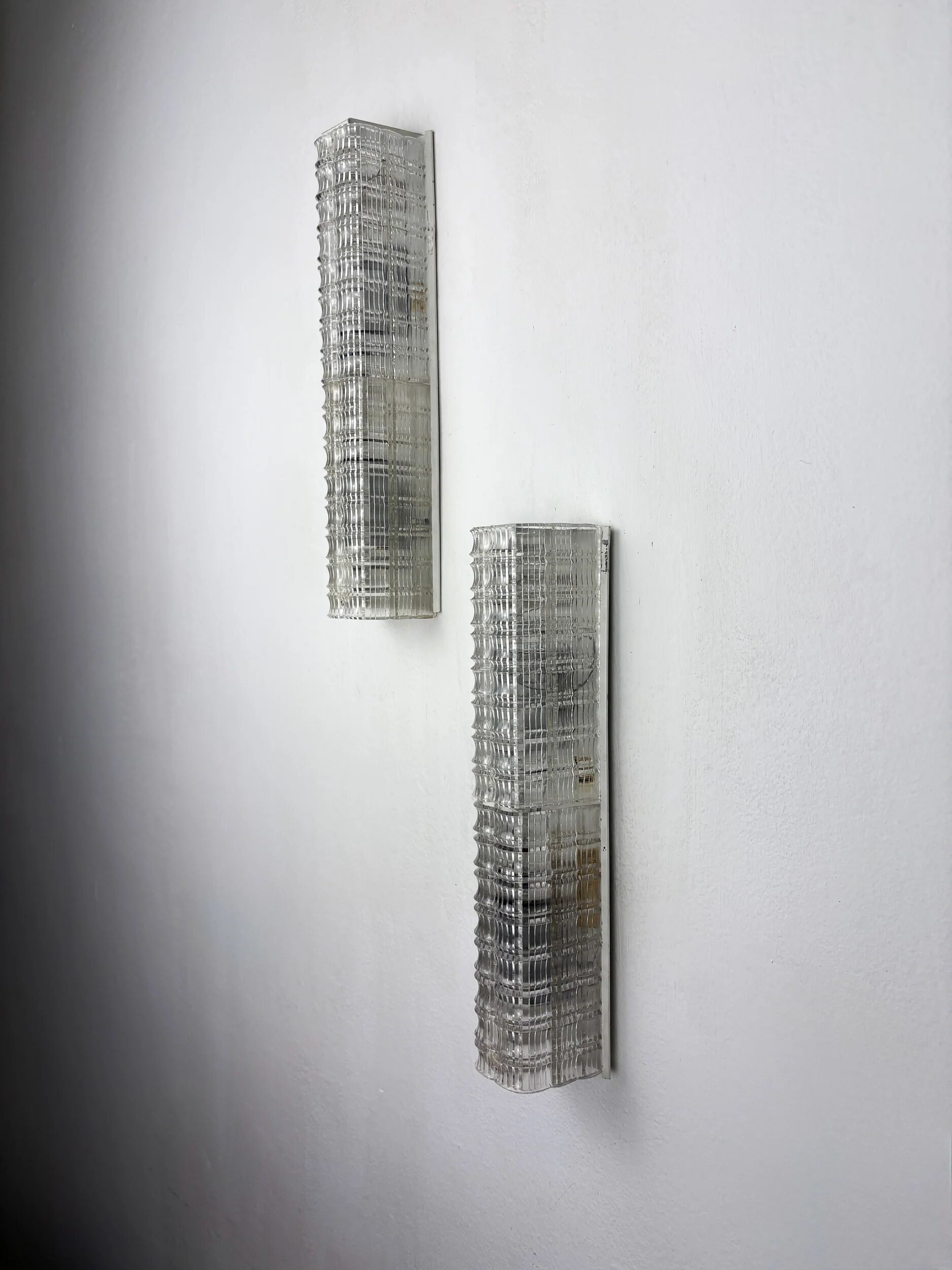 Pair of Lucite tube wall sconces by Geru Leuchten, frosted effect, Germany 1970s