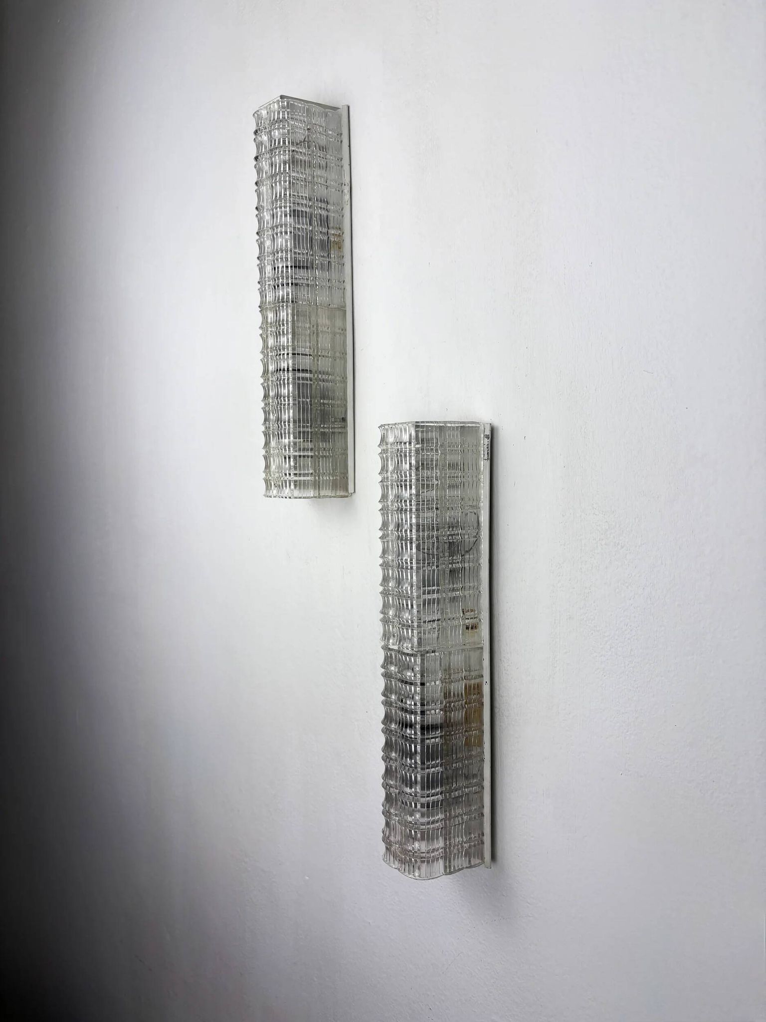 Pair of Lucite tube wall sconces by Geru Leuchten, frosted effect, Germany 1970s