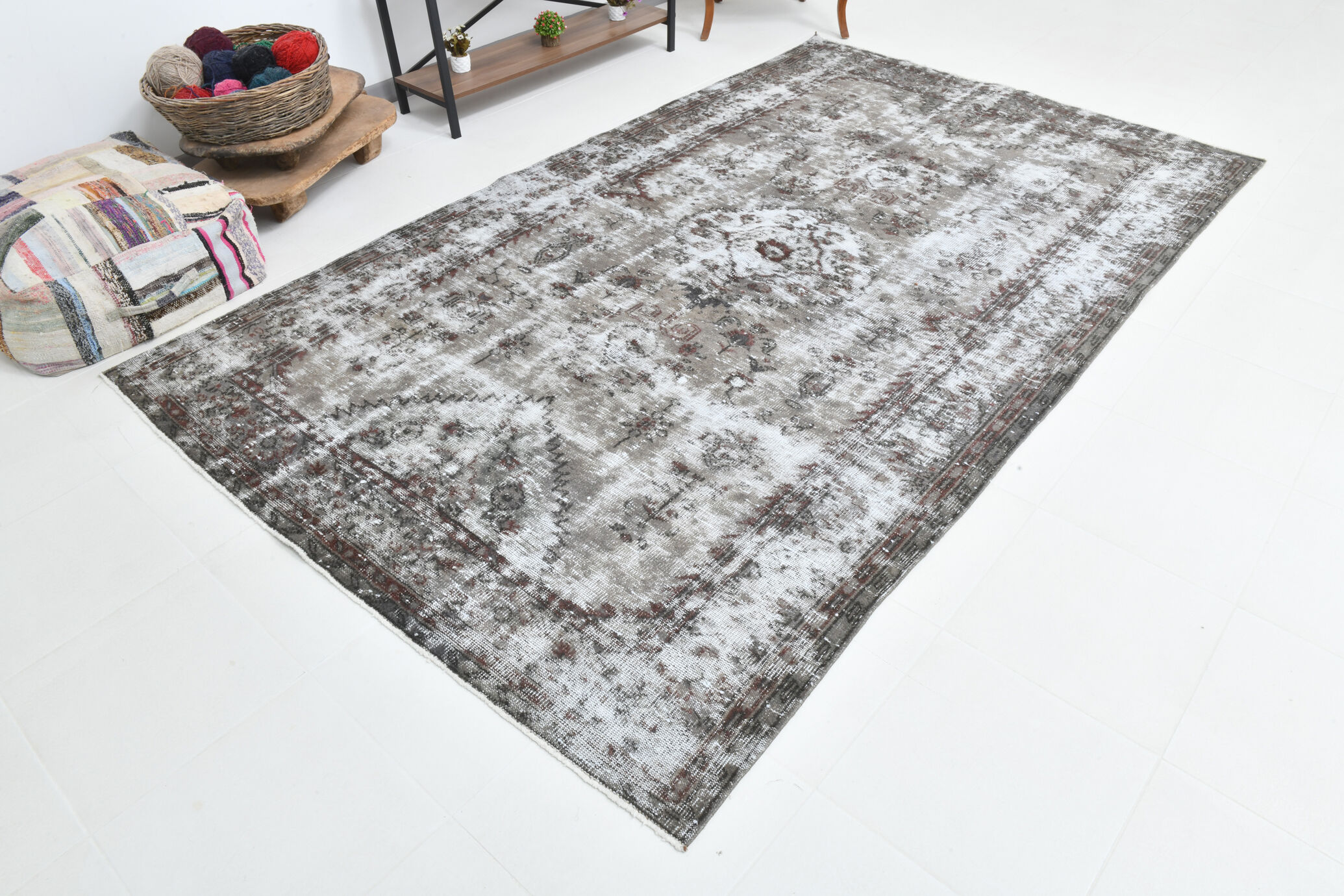 Turkish vintage large living room rug 313x188cm