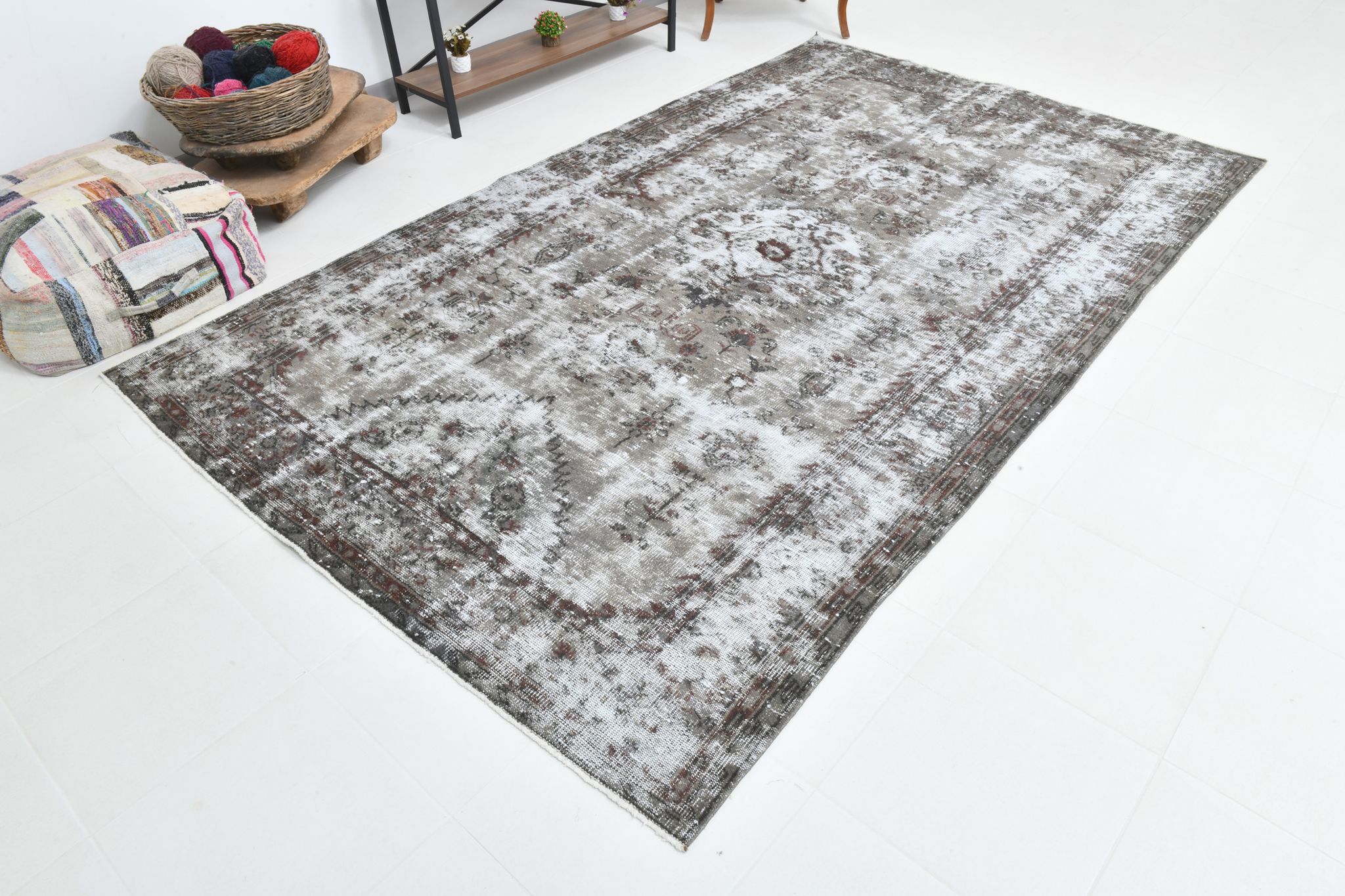 Turkish vintage large living room rug 313x188cm