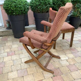 Armchair and 2 Baumann chairs in vintage velvet