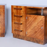Paire de commodes ArtDéco restaurée, Palisandr, revivifiée polonaise, France, années 1930